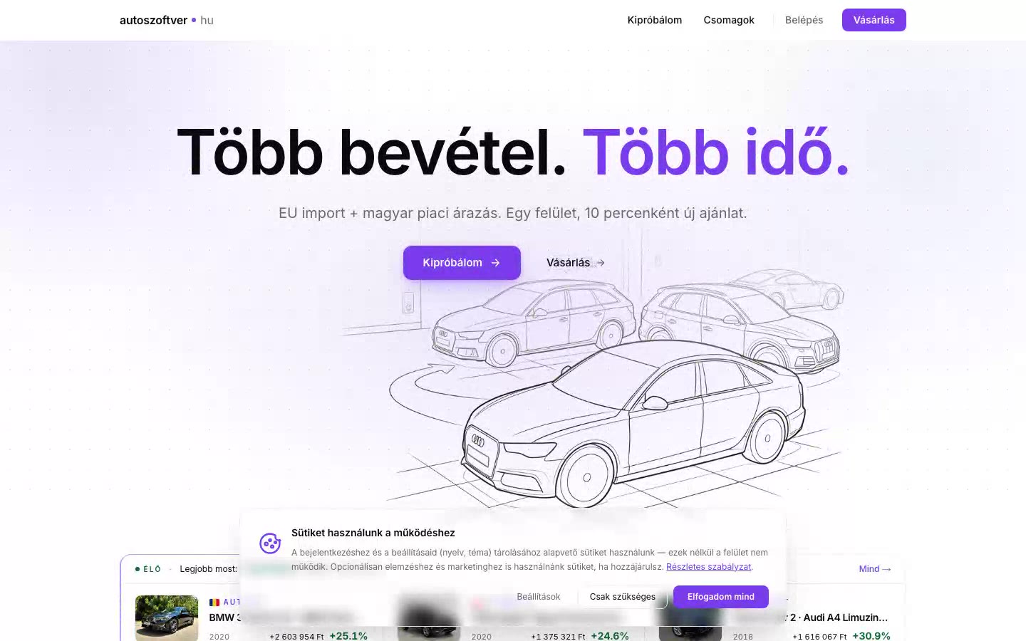autoszoftver.hu · all-in-one platform for Hungarian car dealers