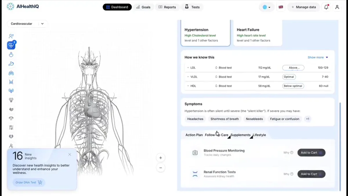 AIHealthIQ — Nyitóképernyő