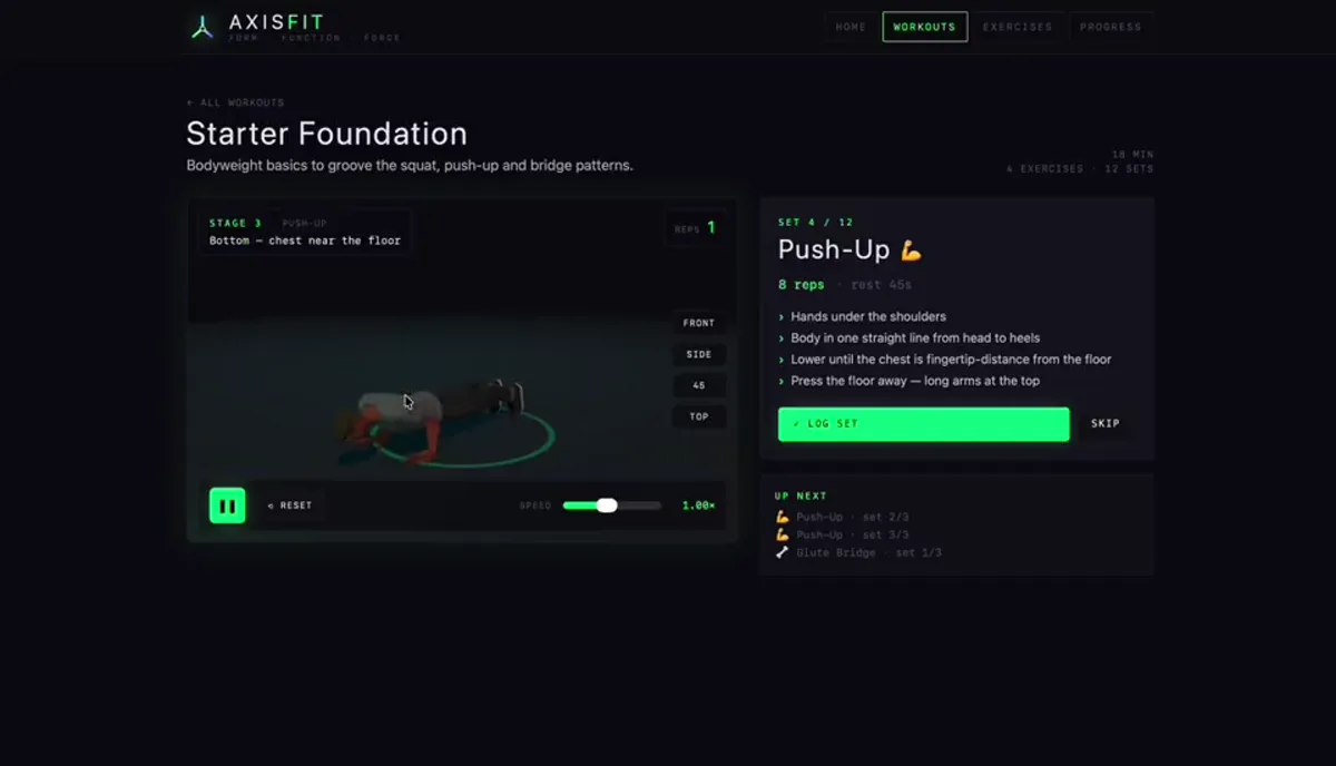 AxisFit — Nyitóképernyő