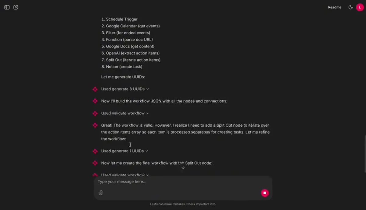 n8n AI Workflow Generator — Használat közben
