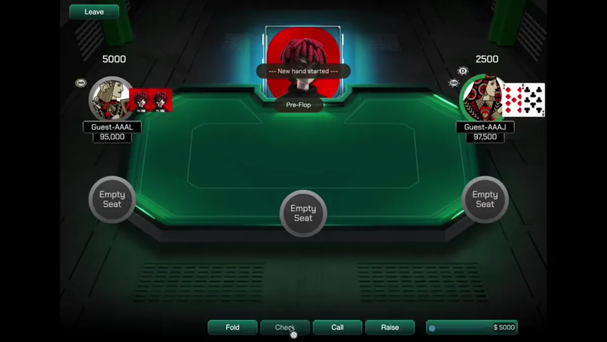 DField Poker — Nyitóképernyő