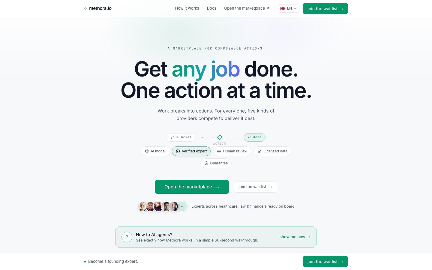 Methora · a marketplace for composable actions